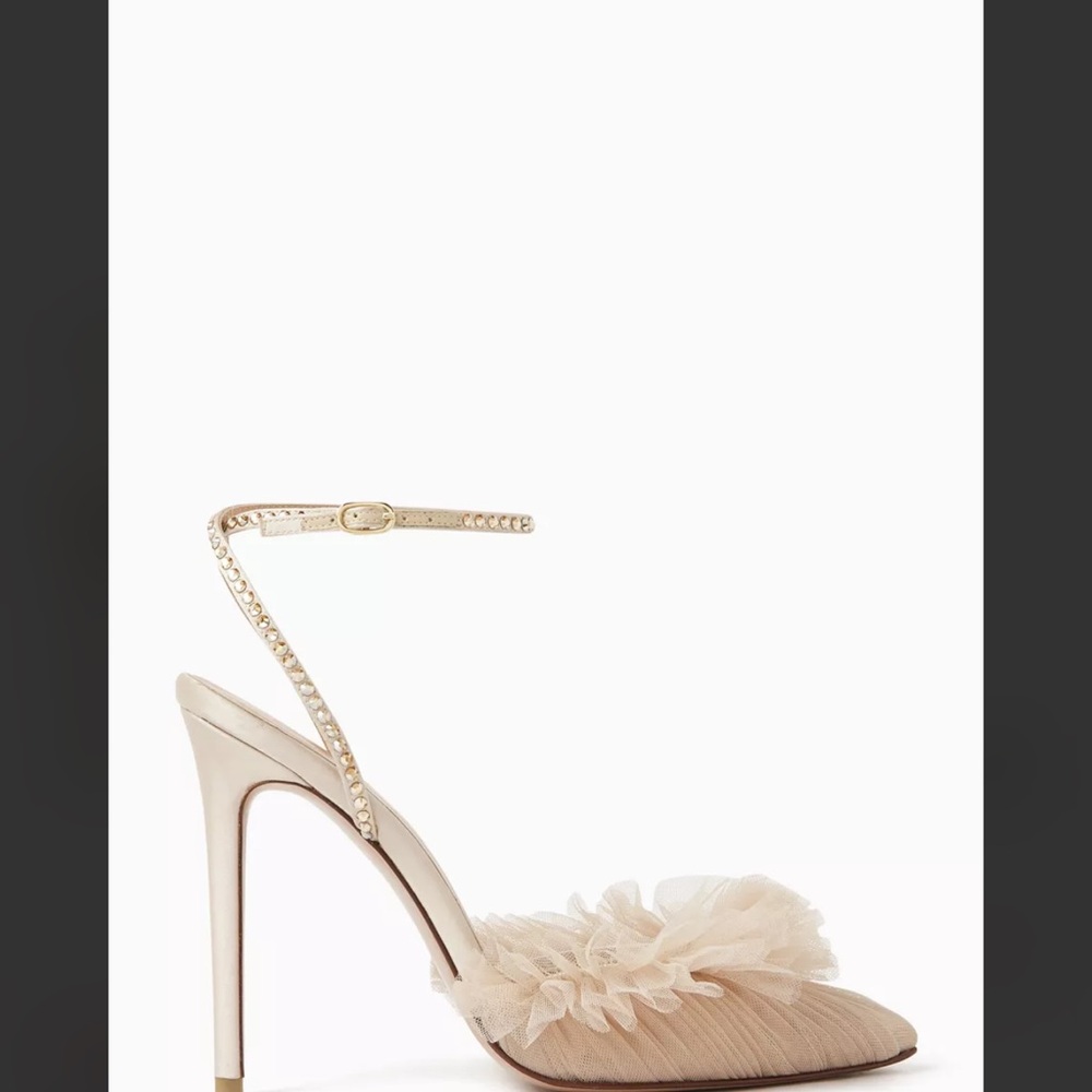 Chic Beige Ruffle Stiletto Heels